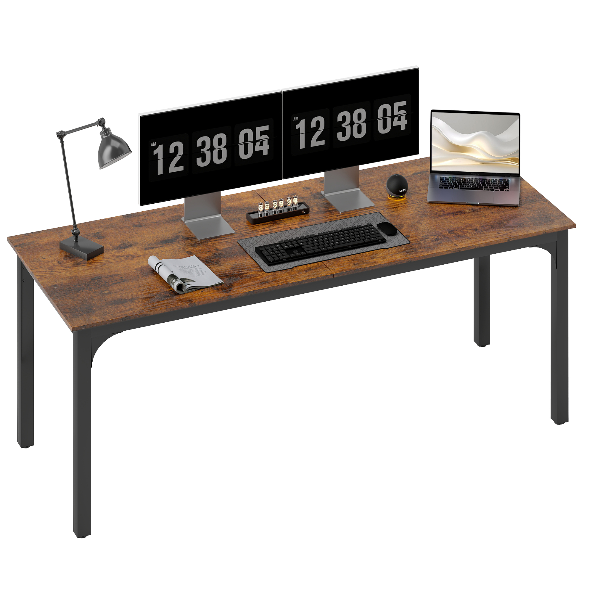 Schreibtisch, Computertisch, Rustikales Design, Viel Platz, Spanplatte, Braun