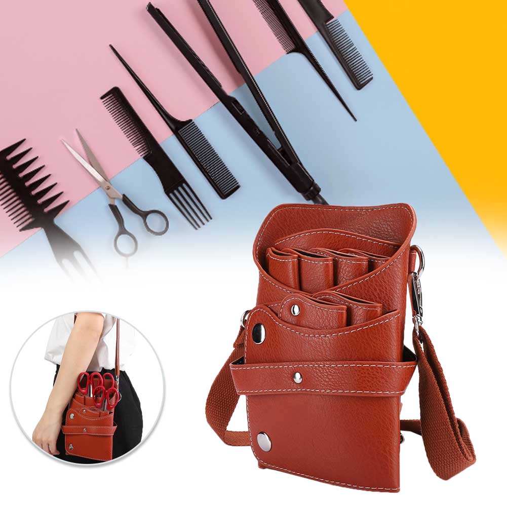 Tragbare Friseurtasche Mit Haarschneidemaschine, Schere Und Kamm, Praktisch Für Salon Oder Reisen – Braun