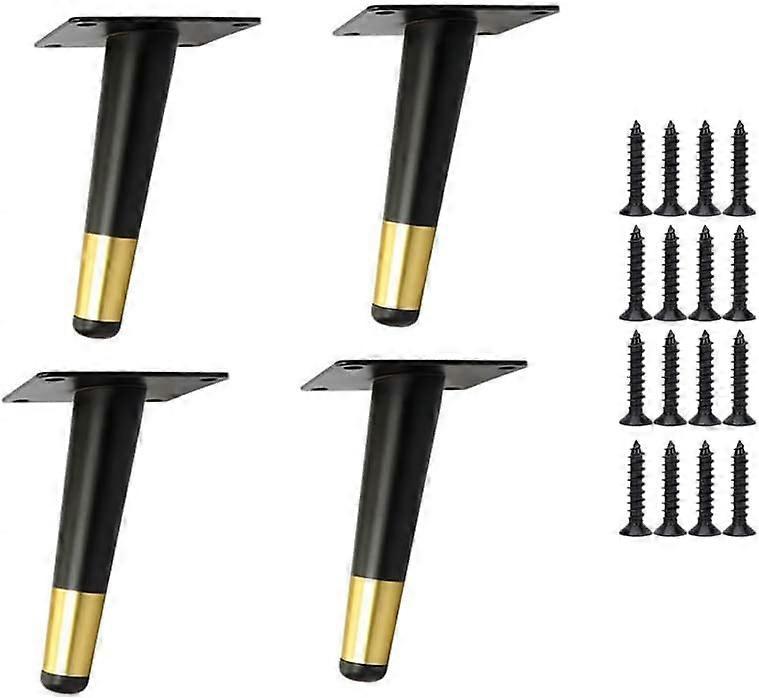 Verstellbare Schrankfüße, 10 Cm Hoch, 4er-pack Moderne Metall-schrankfüße, Robuste Ersatz-möbelfüße, Abgewinkelte, Konische Bettfüße Für Sofas – 10 Cm Hoch – Schwarz Und Gold