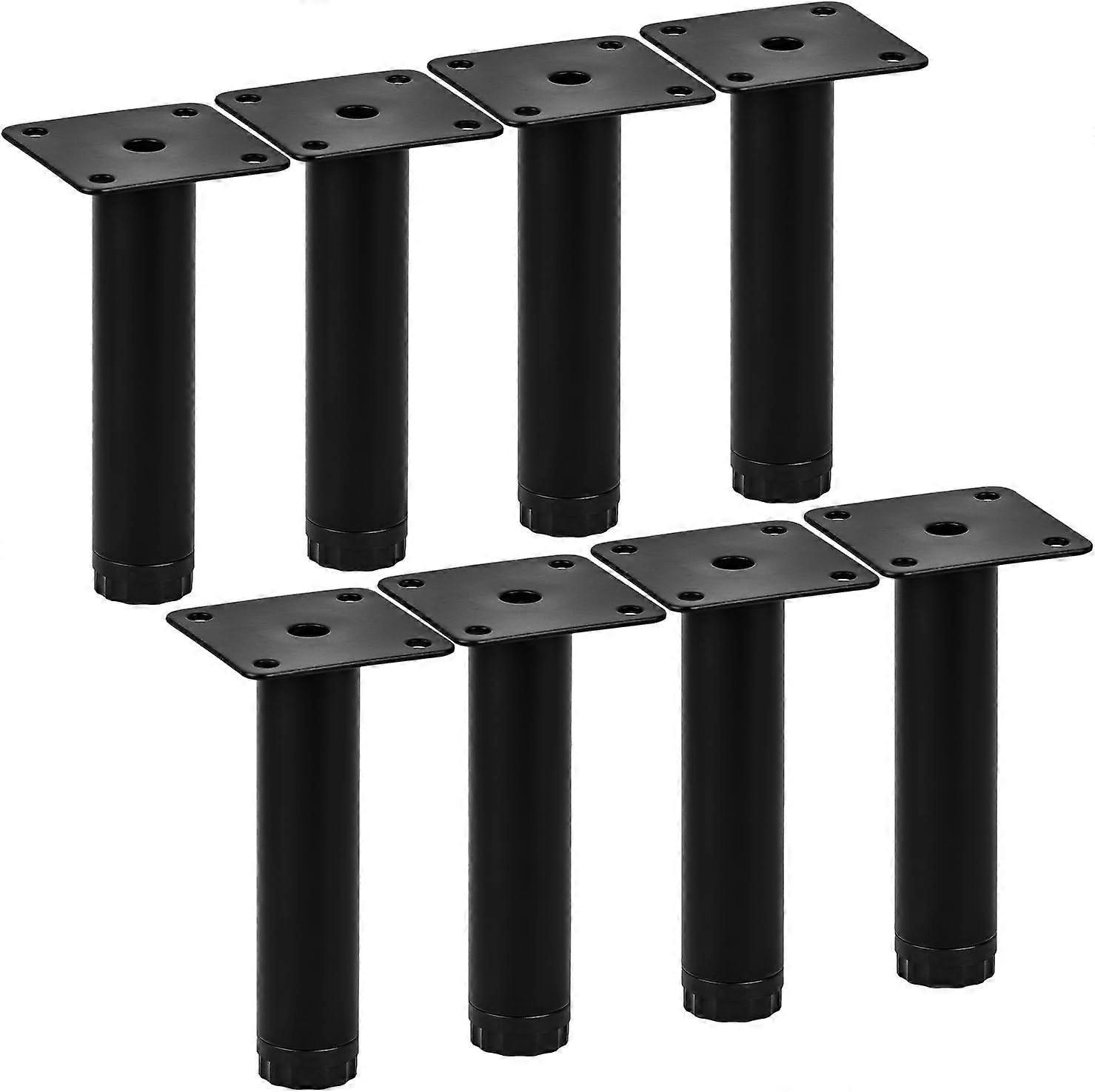 Verstellbare Schrankfüße, 10 Cm (4 Zoll), 8er-pack, Runde, Goldfarbene, Robuste Metallfüße Aus Eisen, Ideal Als Diy-ersatzfüße Für Sofa, Tisch Oder Schrank (8er-pack, 15 Cm/6 Zoll, Schwarz).