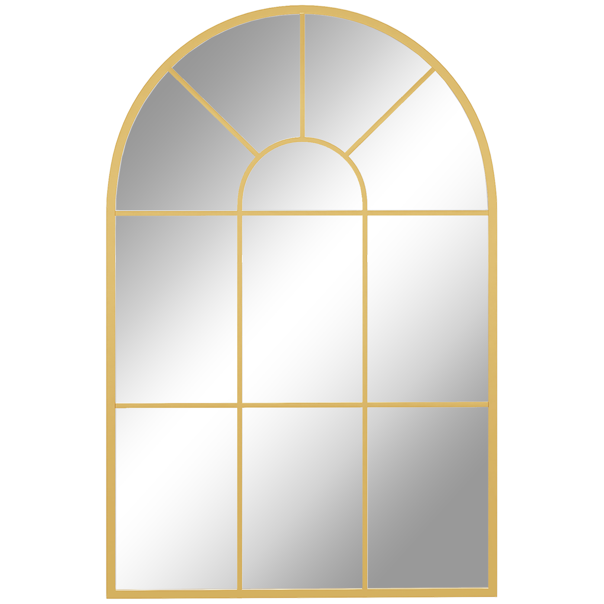 Wandspiegel, Fenster-design, Flurspiegel, Metallrahmen, 91 X 60 Cm, Gold