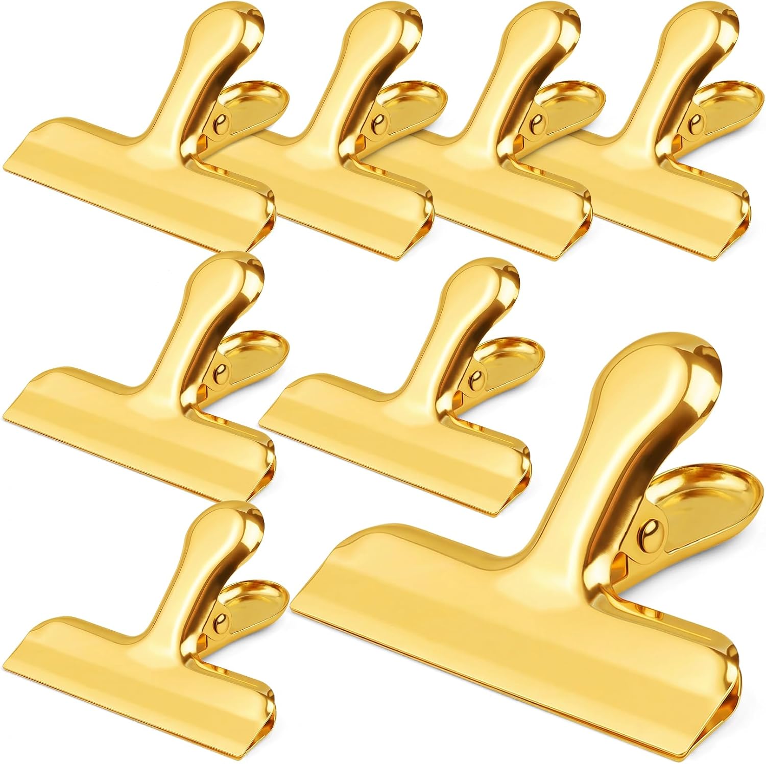 Beutelclips Mit Vergoldeten Edelstahlclips, Luftdicht Verschließbar Für 7,6 Cm (ca. 3 Zoll) Große Chipstüten, Robuste Und Wetterfeste Lebensmittelclips Für Zuhause Und Büro – 8er-set