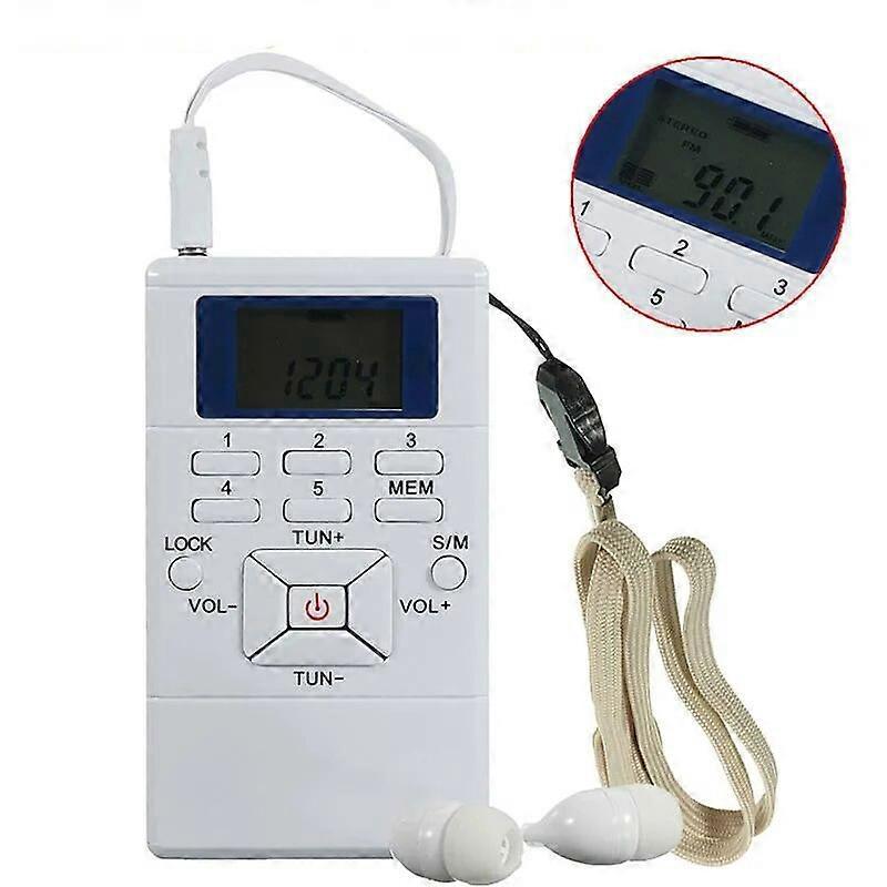 Bestseller Tragbares Mini-radio Hrd-102 Mit Led-bildschirm, Fm-empfänger, Digitaler Signalverarbeitung Und Frequenzmodulation Sowie Kopfhöreranschluss – Weiss