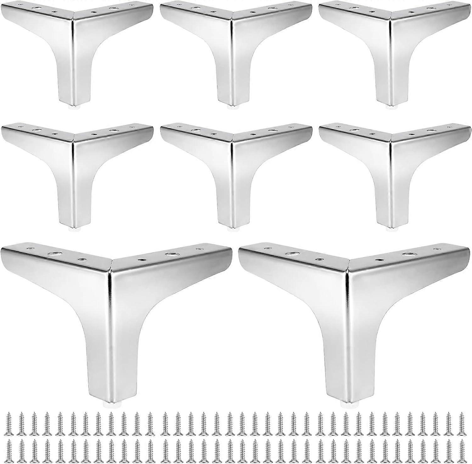 Verstellbare Schrankbeine, 8er-set Möbelbeine Aus Metall, 10 Cm Hoch, Modernes Silberfarbenes Möbelgestell Mit Verchromter Oberfläche, Schrankfüße Für Sofa (125 X 100 Cm), Silberfarben