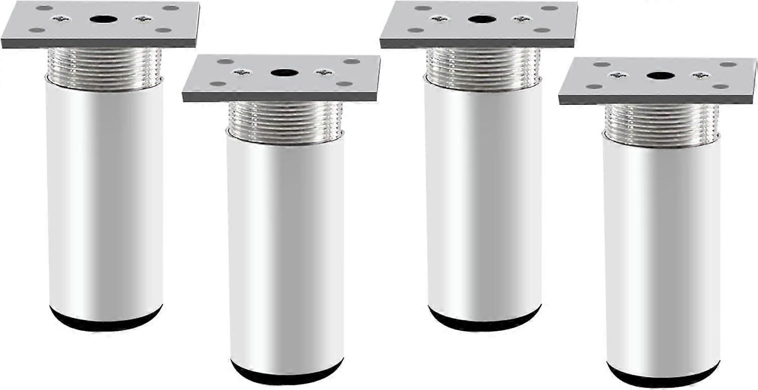 Verstellbare Schrankbeine, 4er-set, Verstellbare Möbelbeine, Metalltischbeine, 100 Mm, Matt Silberfarbene Aluminiumlegierung, Runde Sofafüße, Ersatz, Höhenverstellbar - 100 Mm
