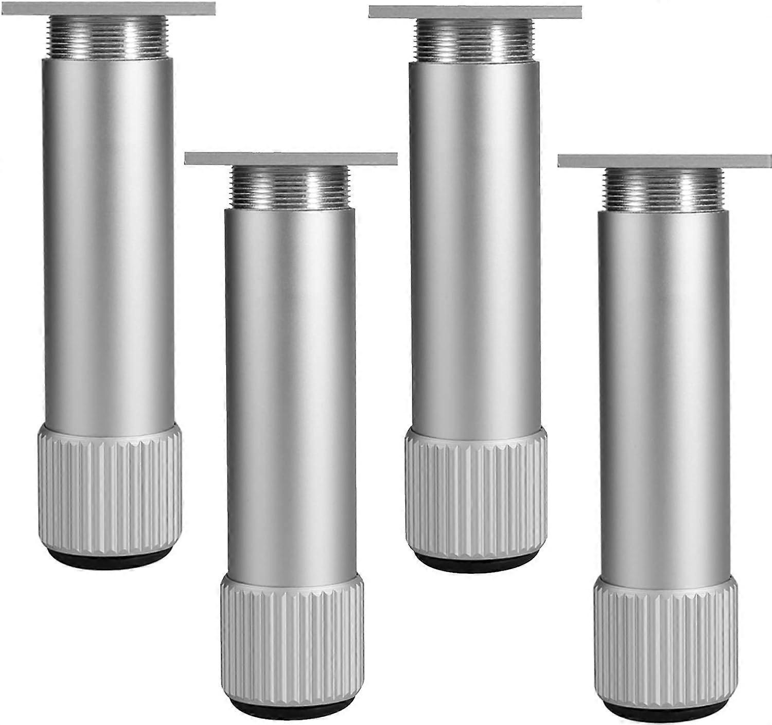 Set Mit 4 Silbernen Möbelfüßen, Sofafüßen, Bettbeinen, Tischbeinen Aus Metall Als Ersatz, Küchenschrankfüßen, Badezimmerschrankfüßen (6 Cm/2,4 Zoll)