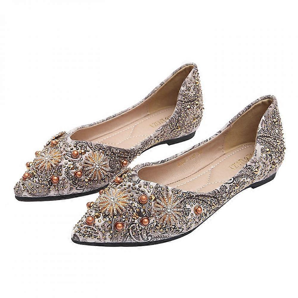 Cozevdnt Damen-ballerinas, Synthetikmaterial, Strassverzierungen, Silber, Größe 38 Eur