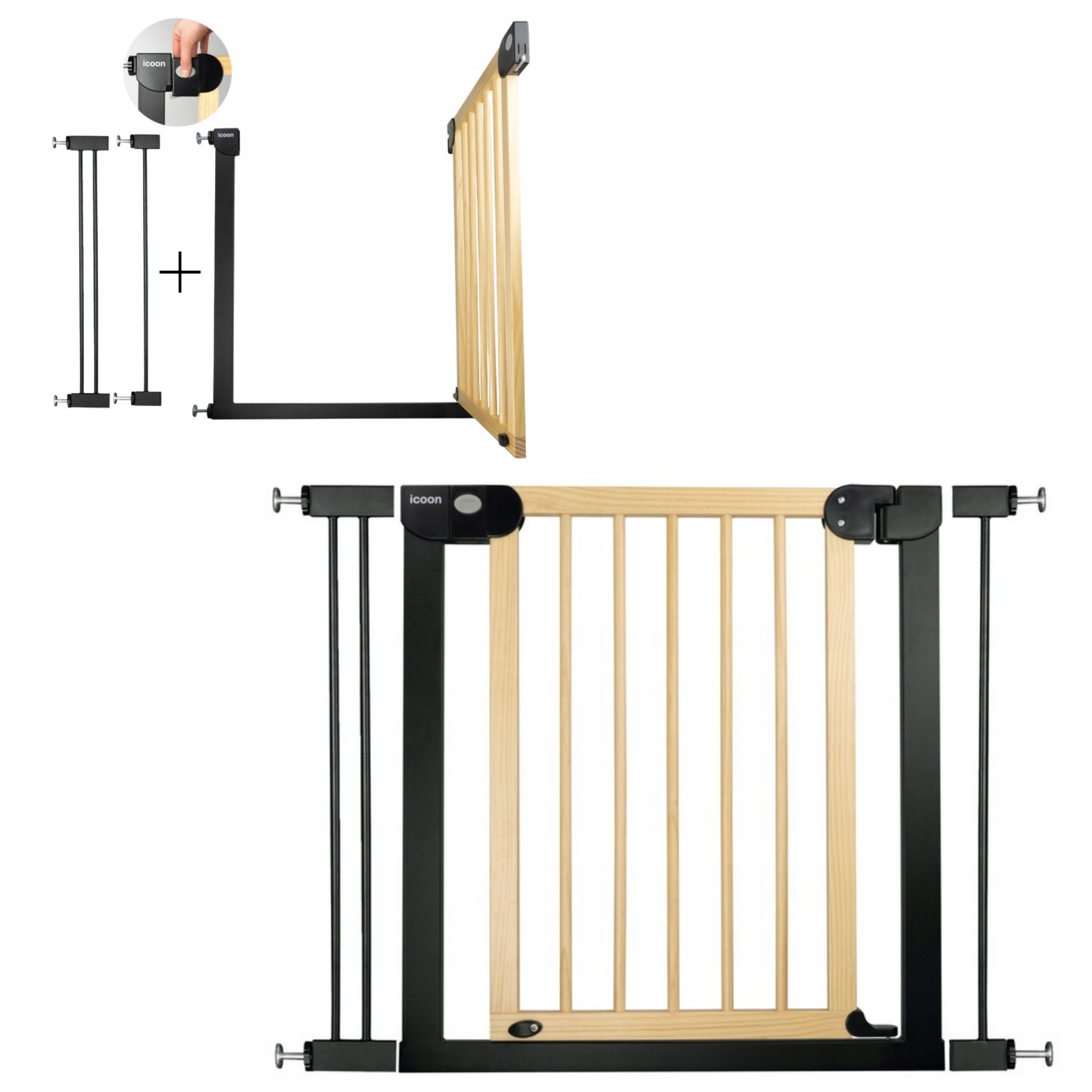 Treppenschutzgitter - 76 Bis 104 Cm - Schwarz Und Braun - Verstellbar - Einfache Installation