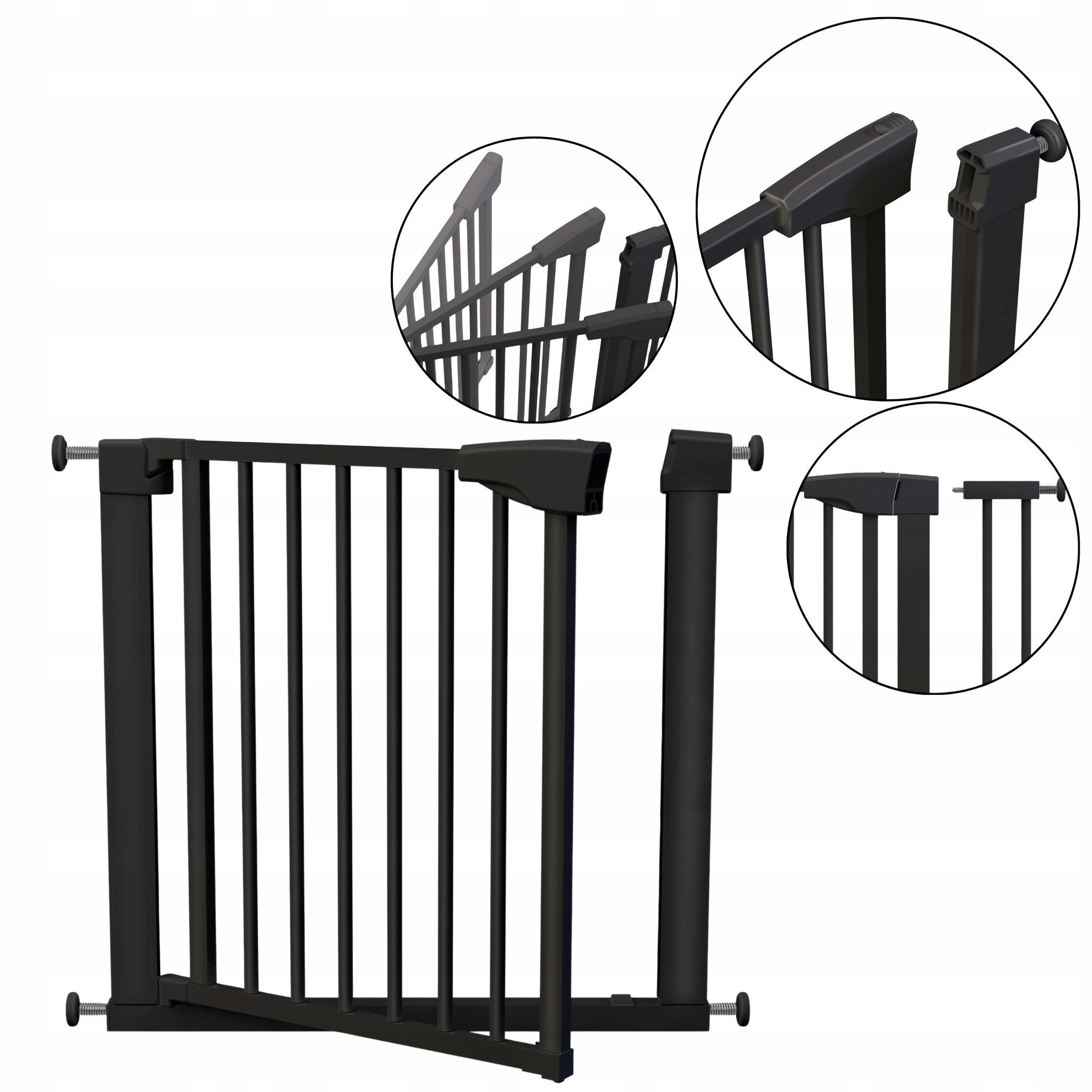 Treppenschutzgitter - 75 Bis 110 Cm - Schwarz - Verstellbar - Installation Ohne Bohren