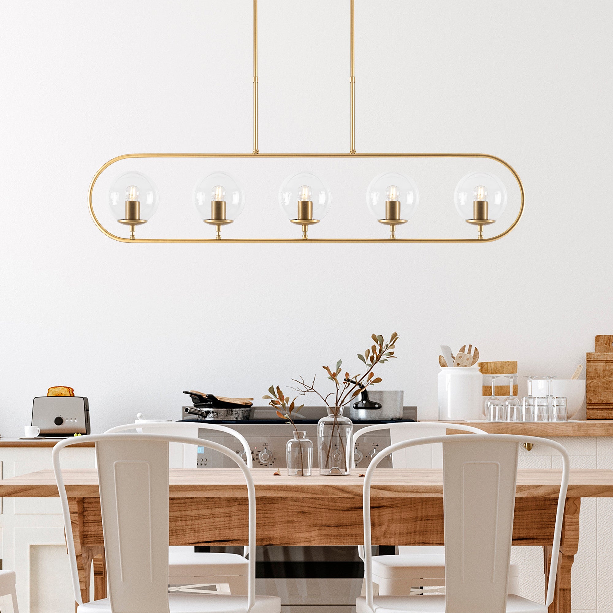 Hängelampe 5-licht-gold-klarglas-lucent