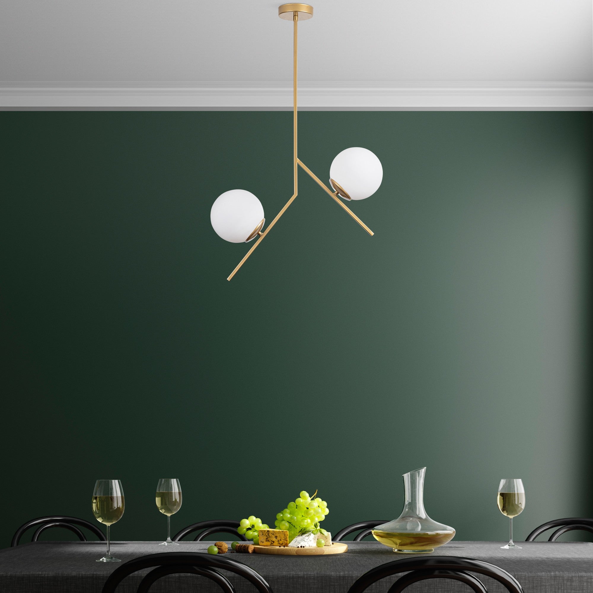 Hängelampe Nimbus Aus Goldenem Glas Mit 2 Lichtern
