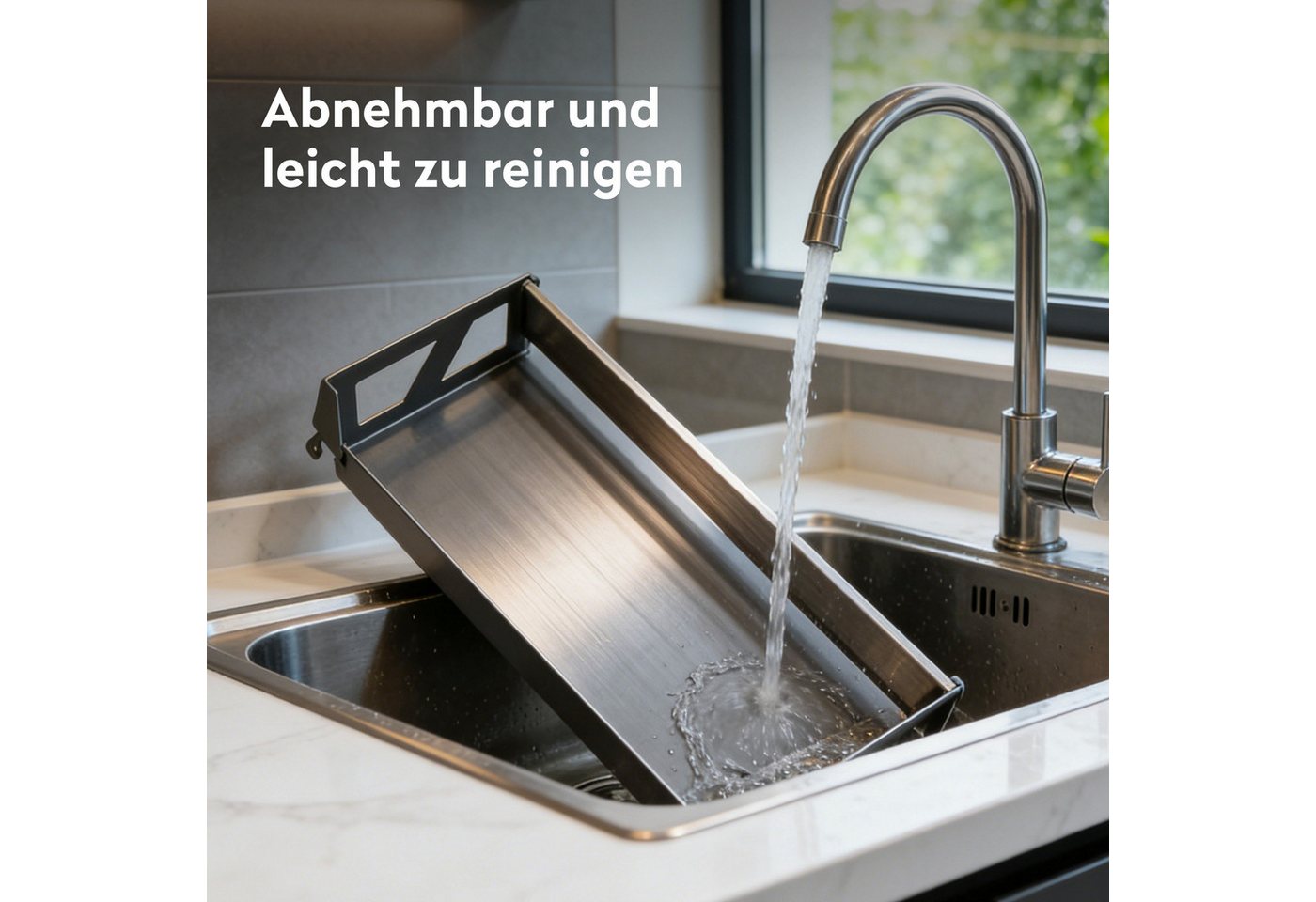 Doporro Küchen Organizer Aus Metall, Gewürzregal Wand Ohne Bohren, Küchenreling 52 Cm Mit 1-stöckigem Gewürzregal, Küchenrollenhalter Und 2 Besteckhalter, Grau Reglo Schiene 52cm