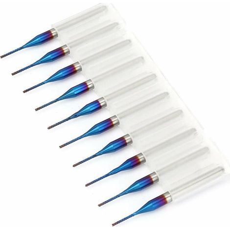 10 Stück Blau Beschichtete Hartmetall-kegelfräser Für Scm-leiterplattengravurmaschinen (0,8 Mm)