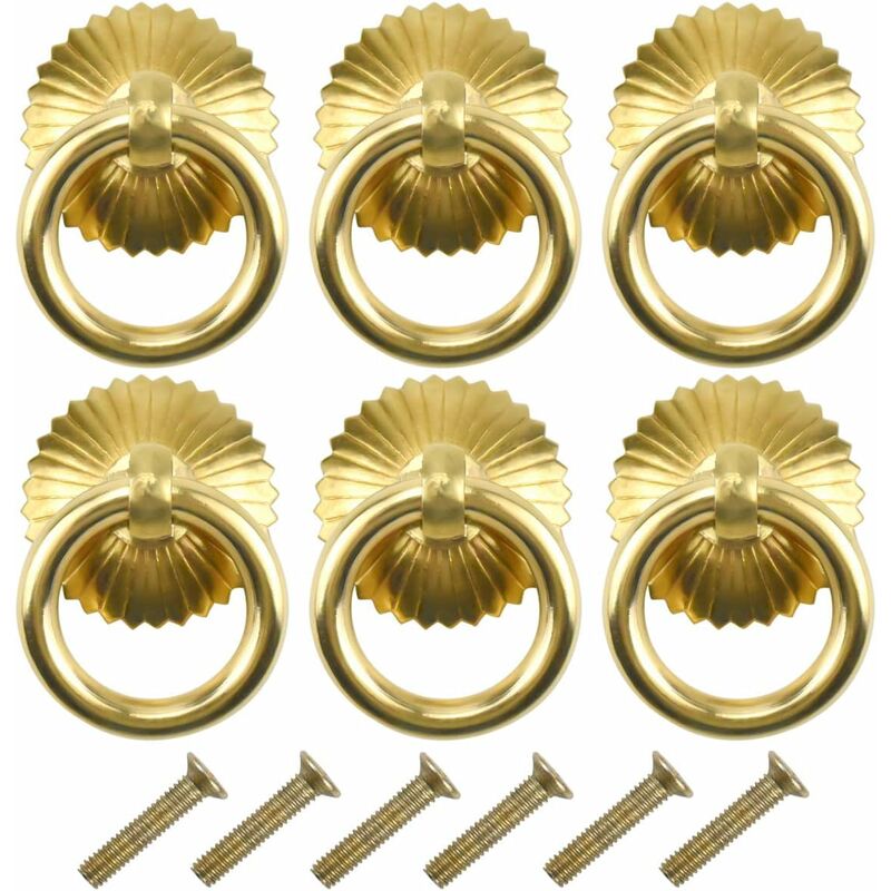 6 Stück Vintage-möbelgriffe, Schubladenringgriffe, Antike Griffe, Möbelknöpfe Für Küchenschränke, Kommodentüren (messing)