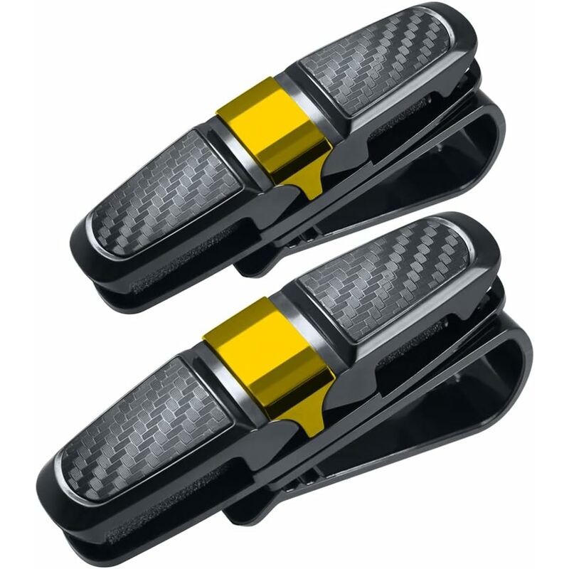 2er-set Auto-sonnenblenden-brillenclips, Organizer Für Sonnenbrillen, Karten Und Tickets – Schwarz + Gold
