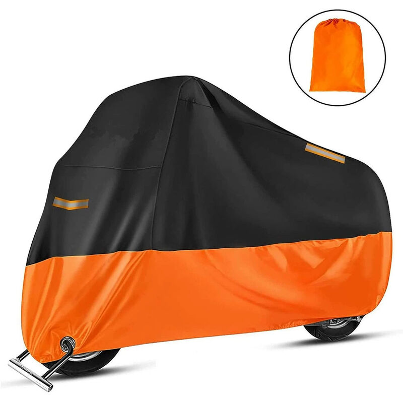 Wasserdichte Schutzhülle Für Motorrad/roller, Outdoor-abdeckung, 210d, Beständig Gegen Vogelkot, Staub, Schnee, Regen, Wind Und Sonne, Xxl 245 X 105 X 125 Cm, Schwarz + Orange