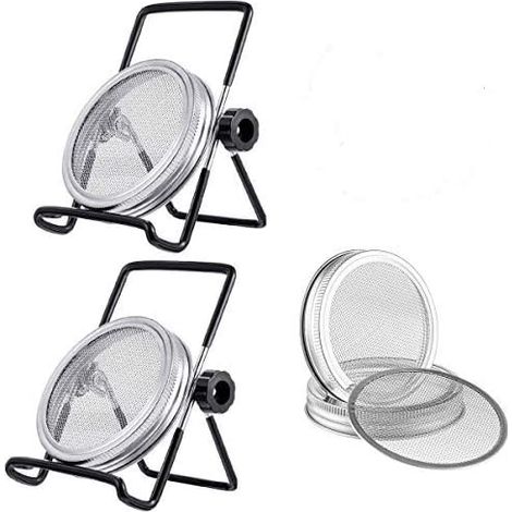 6-teiliges Keimdeckel-set Mit 4 Keimsiebdeckeln Aus Edelstahl Und 2 Keimschalen Für Samen In Einer Keimschale (schwarz)