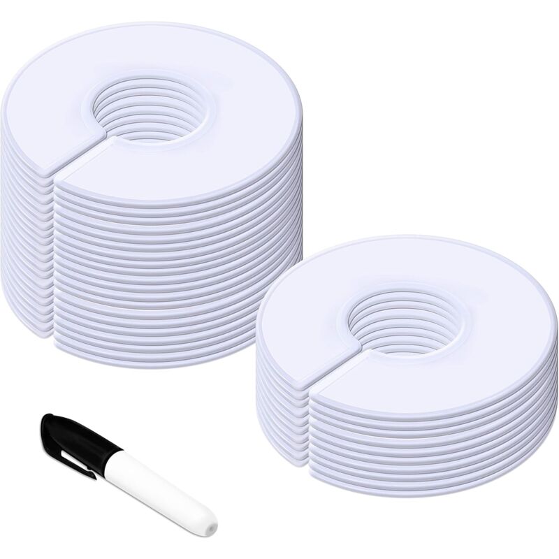 Set Mit 30 Runden, Weißen Kleiderbügel-trennwänden Für Kleiderschränke (9 Cm Außendurchmesser, 35 Cm Innendurchmesser)