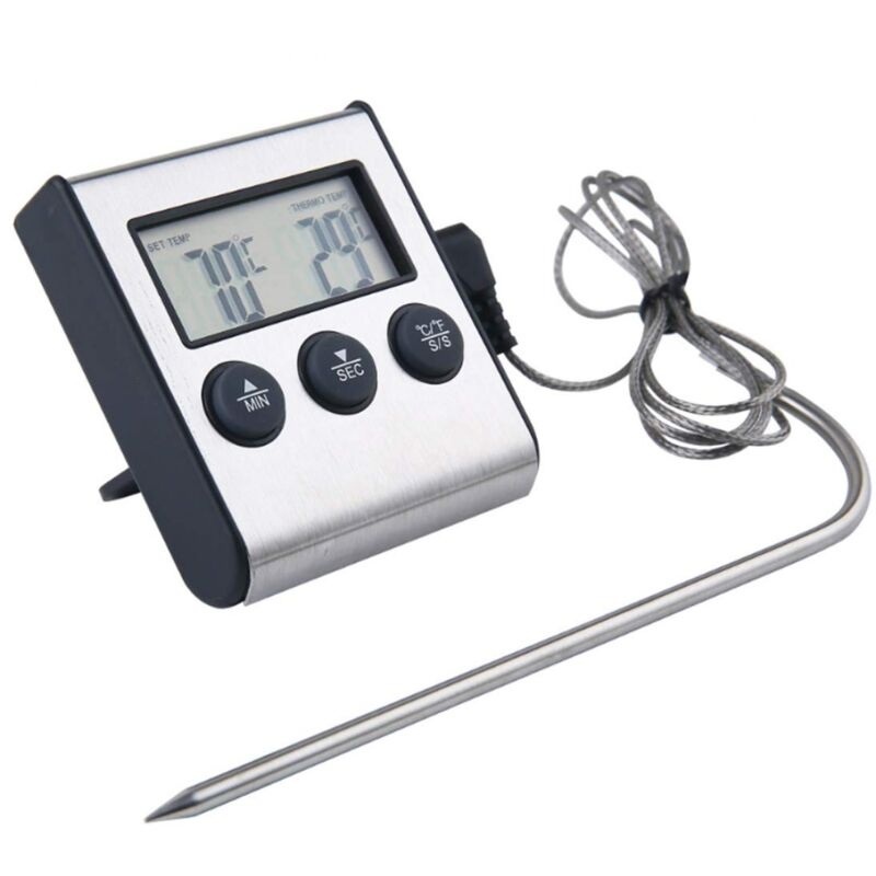 Digitales Lebensmittelthermometer Mit Sonde – Einstellbarer Temperaturalarm – Umrechnung Fahrenheit/celsius – Für Fleisch, Wasser, Milch, Wein