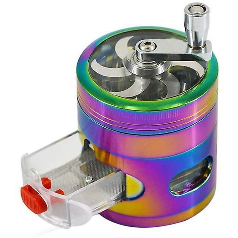4-lagiger Kräutergrinder, Rauchmühle, Handbetriebener Pollinator, Kräutermühle, Handbetriebene Gewürzmühle, Transparenter Grinder Mit Schublade