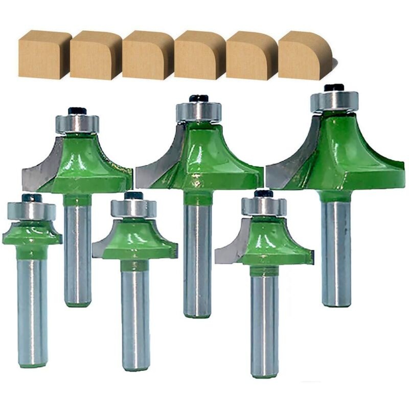 Set Mit 6 Runden 8-mm-fräsern – Hartlegierter Stahl – Rückschlagschutz Für Saubere Schnitte – Fräs- Und Trimmfräser