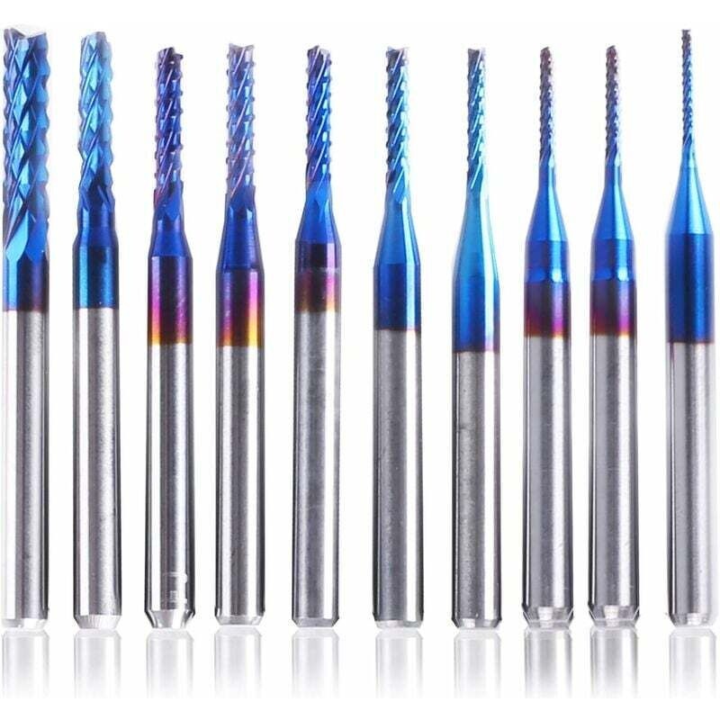 10 Stück Ultrafeine Hartmetall-cnc-fräser – Durchmesser 0,8–3 Mm – 1/8"-schaft – Für Präzises Fräsen Von Leiterplatten Und Kunststofffasern