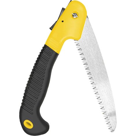 Astsäge, Klappbare Handsäge, 18 Cm Klingenlänge, Stahl, Garten, Terrasse, Camping, Reisen, Gelb
