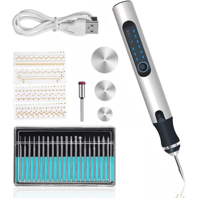 Elektrischer Gravierstift, Gravurwerkzeug, Mini-gravurwerkzeug Für Heimwerker, Für Diy-schreibwaren, Schulschmuck, Metall, Glas, Stein, Kunststoff, Holz (silber)