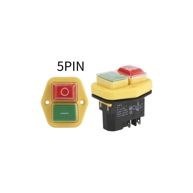 Elektromagnetischer Schalter Yh02-a, 110v, 8a, 220v, 15a, 4-polig, 5-polig, Werkzeugmaschinenausrüstung, Wasserdichte Frontplatte, Startknopf (farbe: 5-polig, Größe: 220v)