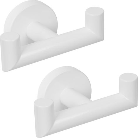 2-teiliges Wandhaken-set, Edelstahl Sus 304 Für Bademäntel, Handtuchhalter Im Badezimmer, Küchenhandtuchhalter, Garderobenständer, Wandbefestigung, Mäntel, Schlafzimmer (weiß)
