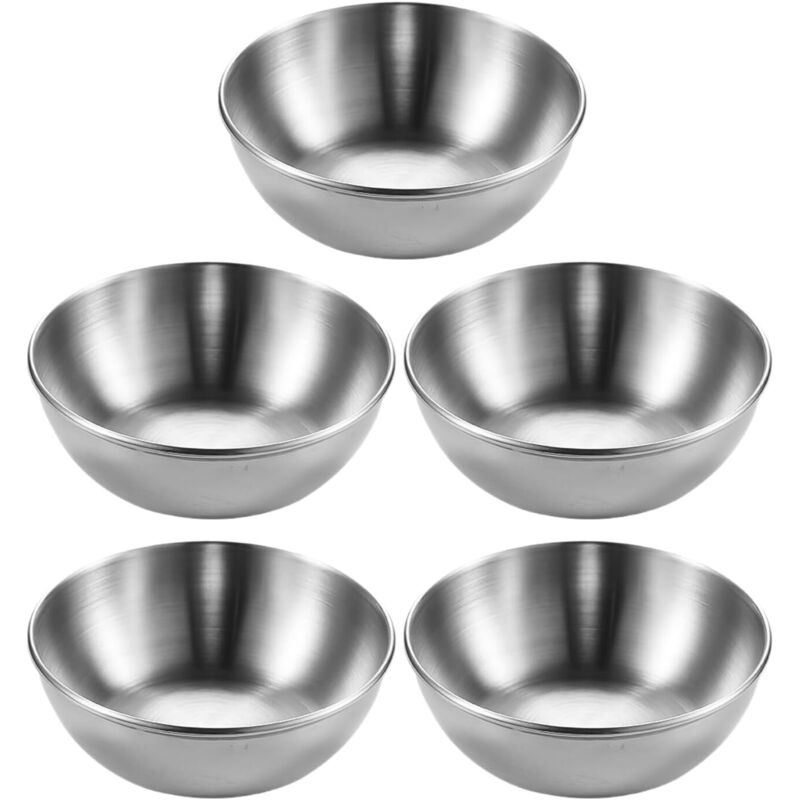 Set Aus 5 Edelstahlschüsseln, Mini-chips-schälchen Und Soßenschälchen