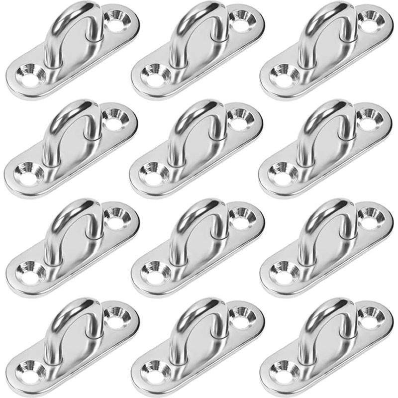 12 Stück Edelstahl-ösenplatten M5, Edelstahl 304, Ankerplatten, Ösenhaken, Rechteckige Ösenplatten, Deckenhaken, Wandhalterungen Zum Aufhängen Von Gegenständen, Befestigungshaken