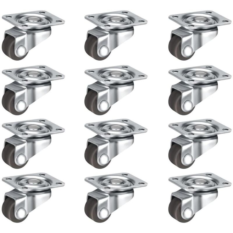 Set Mit 12 Kleinen, 1,3 Cm (0,5 Zoll) Großen Lenkrollen, Flachen, Selbstklebenden Rollen, Stahl-deckplatte Für Kleingeräte, Möbel Und Aufbewahrungsboxen