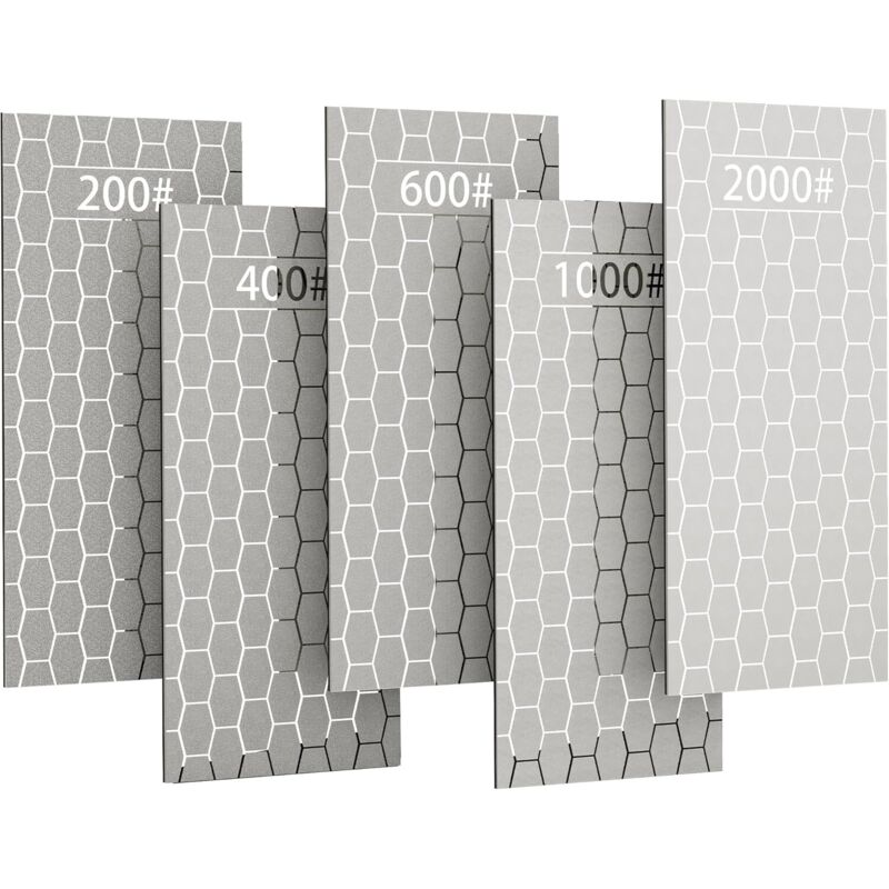 Diamant-schärfstein, 5-teilig, Wabenförmige Oberflächenplatte Mit Rutschfester Unterseite Für Scheren, Messer, Gartengeräte Von Grob Bis Extra Fein 200/400/600/1000/2000