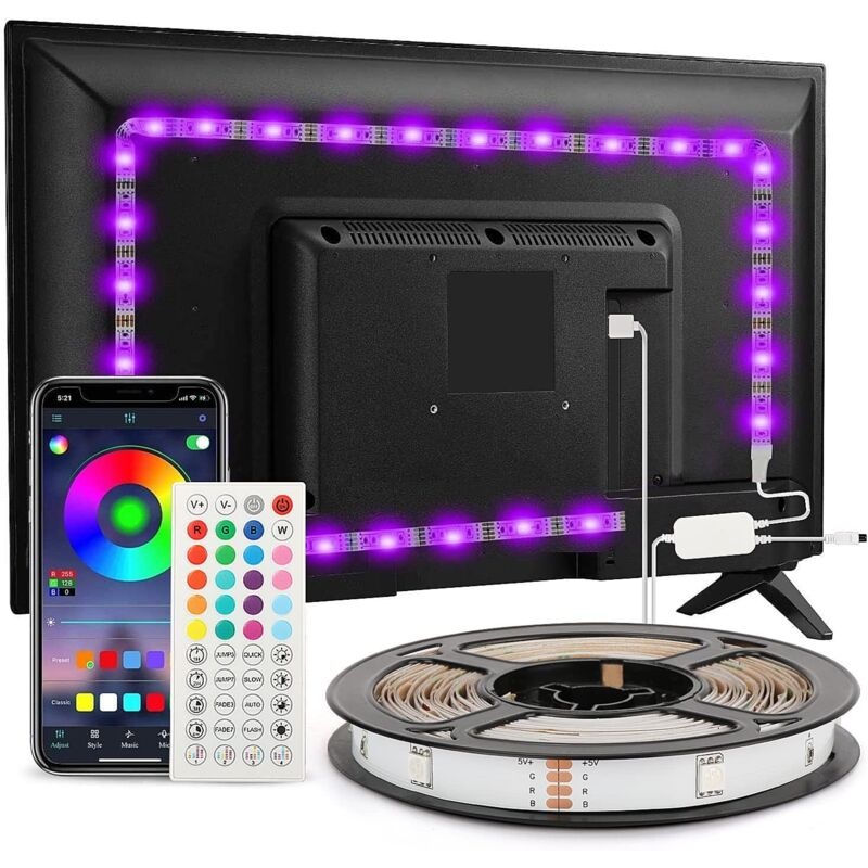 3 M Led-tv-streifen, Led-lichtleiste Mit Hintergrundbeleuchtung Für 40-65 Zoll Fernseher, 5050 Rgb Usb Mit Fernbedienung, Diy, Musikrhythmus-gesteuert