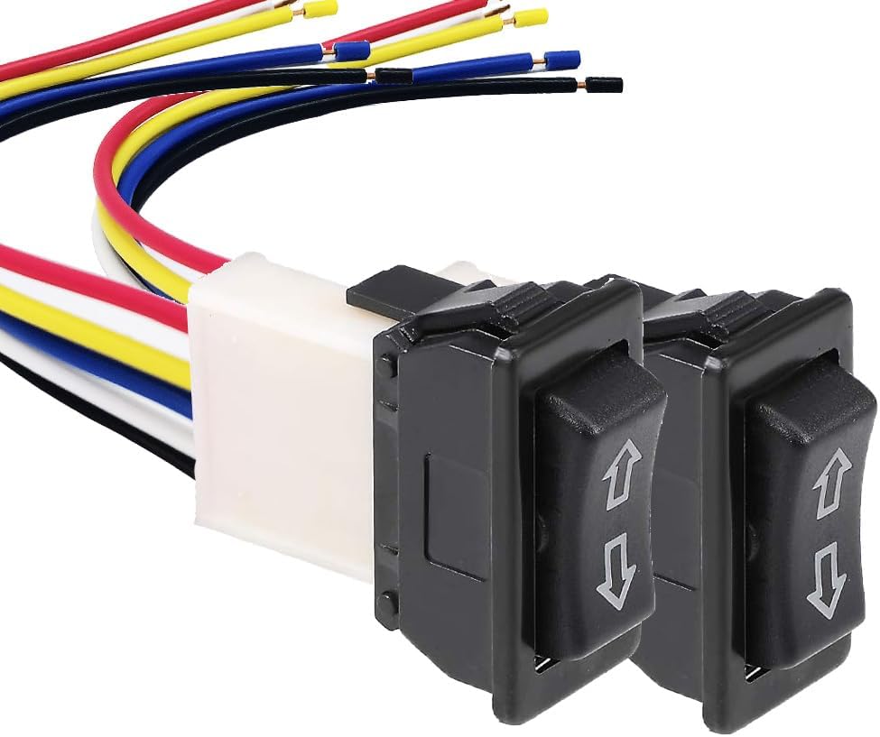 2-teiliger Universeller 5-poliger Autofensterheberschalter, Hauptschalter Mit Kabelbaum, Momentanschalter Für Die Fensterheberfunktion, 12 V Dc