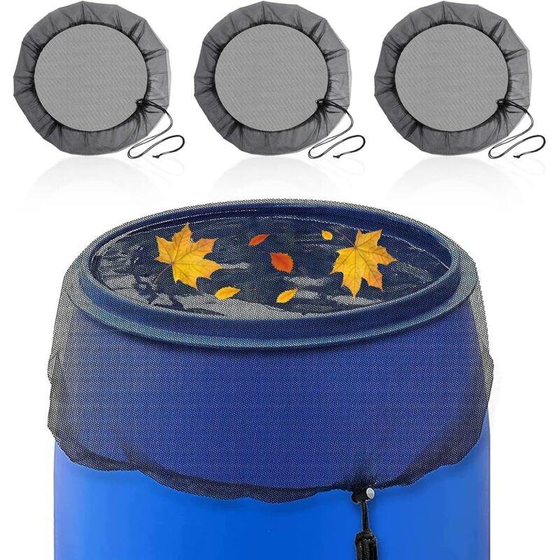 Set Mit 3 Schutznetzen Für Regenwassertanks – Durchmesser 80 Cm – Reißfestes Polyester – Verstellbarer Kordelzug