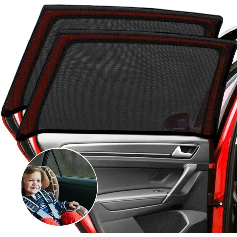2-teiliger Sonnenschutz Fürs Auto – 98 % Uv-schutz – Einfache Montage Ohne Saugnäpfe – Universell Geeignet Für Babys, Kinder Und Haustiere – Schwarz