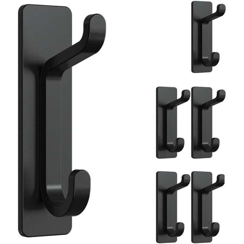 Stück, Selbstklebende Wandhaken, Handtuchhalter Für Bad Und Küche, Geschirrtuchhaken, Selbstklebende Garderobe, Wandmontage Ohne Bohren, Wasserdicht, Rostfrei, Schwarz