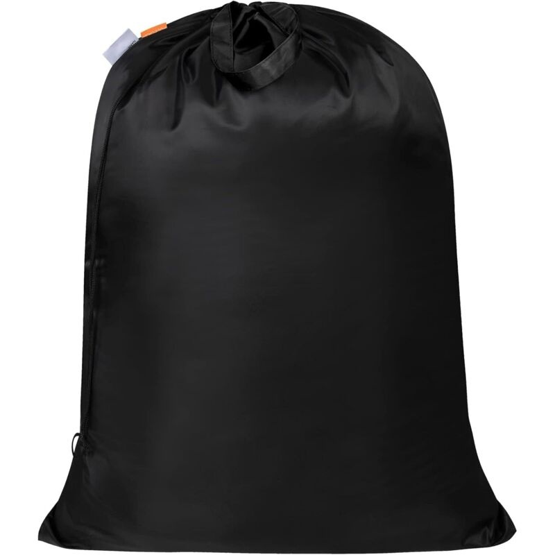 Strapazierfähiger Wäschesack Mit Beschriftungsetikett Und Extra Großem, Wasserdichtem Kordelzug, Aus Reißfestem Material, Geeignet Für Camping Und Reisen, Schwarz.
