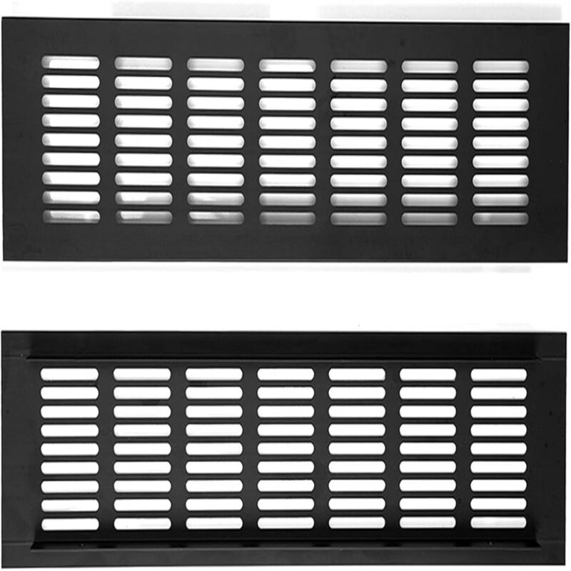 Rechteckiges Lüftungsgitter Aus Mattschwarzer Aluminiumlegierung (300 Mm × 80 Mm, 2er-pack) Für Die Luftzufuhr, Kompatibel Mit Schränken, Kleiderschränken Und Schuhregalen