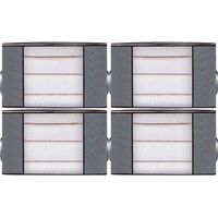 Set Mit 4 Faltbaren Aufbewahrungstaschen, 90 L – Maße 60 X 40 X 35 Cm – Strapazierfähiges Vliesmaterial Für Kleidung, Bettdecken, Spielzeug