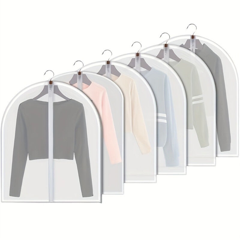 Hängende, Transparente Kleidersäcke, 6er-set, Staubdicht, Atmungsaktiv, Aus Peva Mit Durchgehendem Reißverschluss, Zur Aufbewahrung Im Kleiderschrank, 60 X 80 Cm
