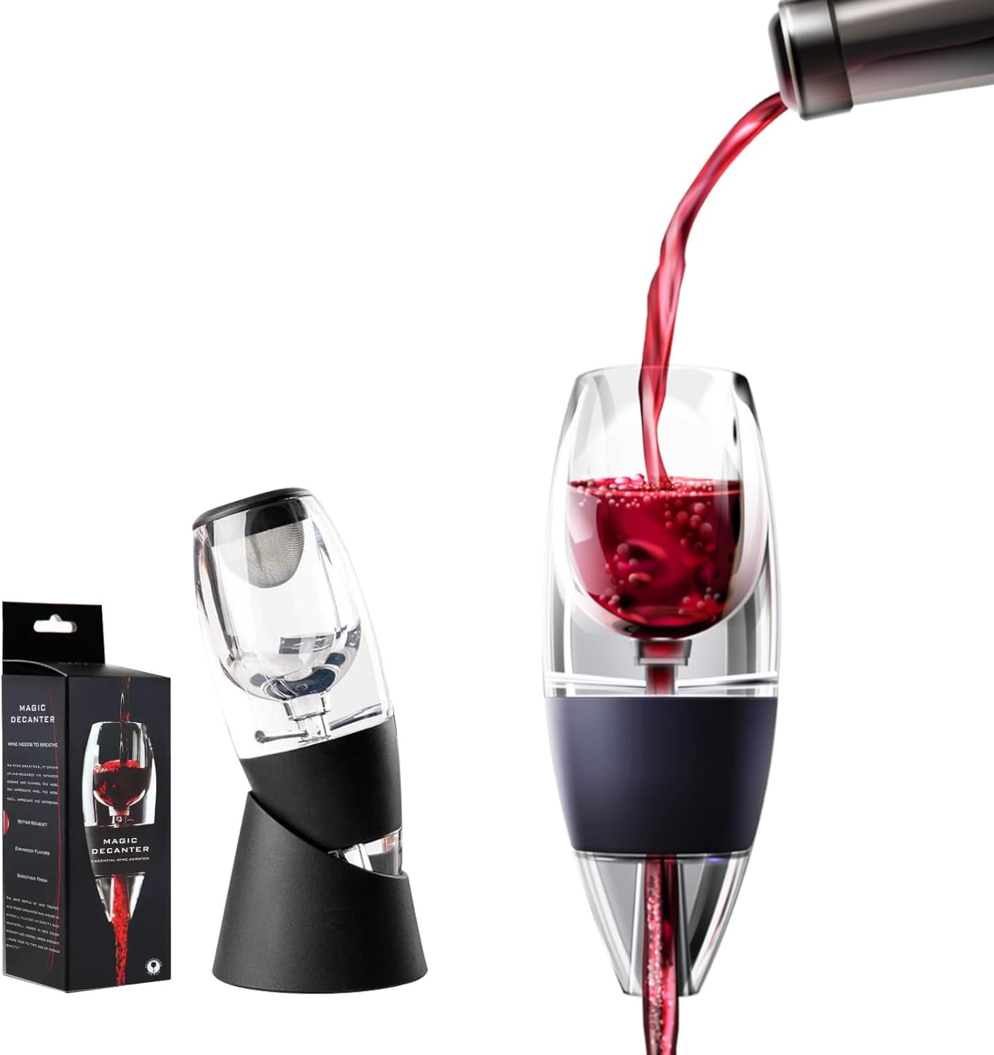 Weinbelüfter Und Dekanter, Weindekanterkaraffe, Dekanterkaraffe, Weinbelüfter-dekanter Mit Ständer, Weinausgießer Mit Anti-tropf-filter, Perfektes Geschenkset Für Männer Und Weinliebhaber