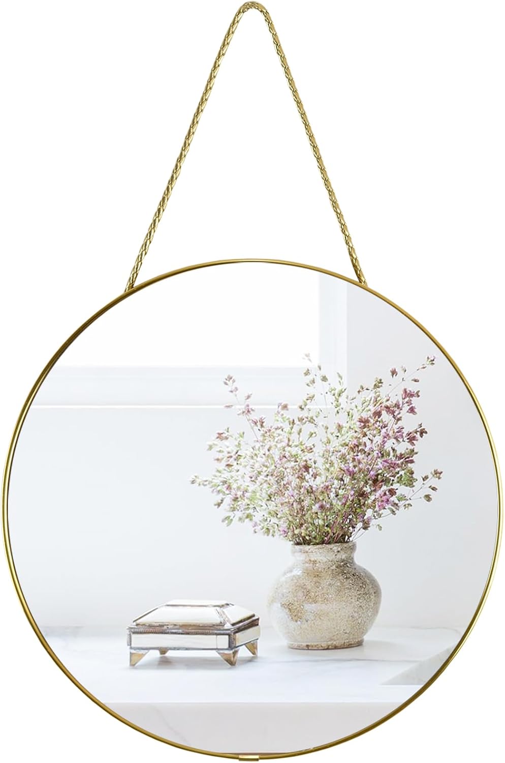 Kleiner Runder Wandspiegel, 30 Cm, Goldener Badezimmerspiegel
