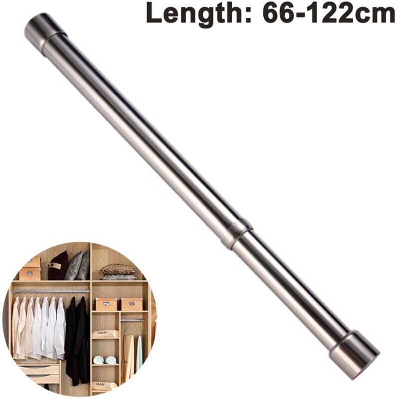 Teleskop-kleiderstange Aus Edelstahl – Verstellbare Länge 66–122 Cm – Für Kleiderschrank, Dusche Und Balkon