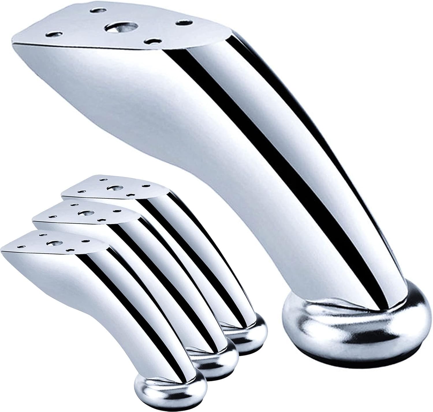 Stück Möbelbeine, Beine Aus Verchromtem Eisen, Schräge Sofabeine, Couchtischbeine, Abgewinkelte Tischbeine, Für Sofas, Stühle, Hocker, Schränke (silber, 9,5 Cm)