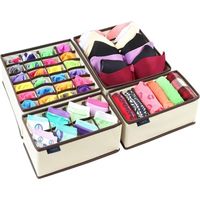 Set Mit 4 Faltbaren Schubladenorganizern – 7/6/8/24 Fächer – Feuchtigkeitsbeständiges Vliesmaterial – Für Unterwäsche Und Accessoires