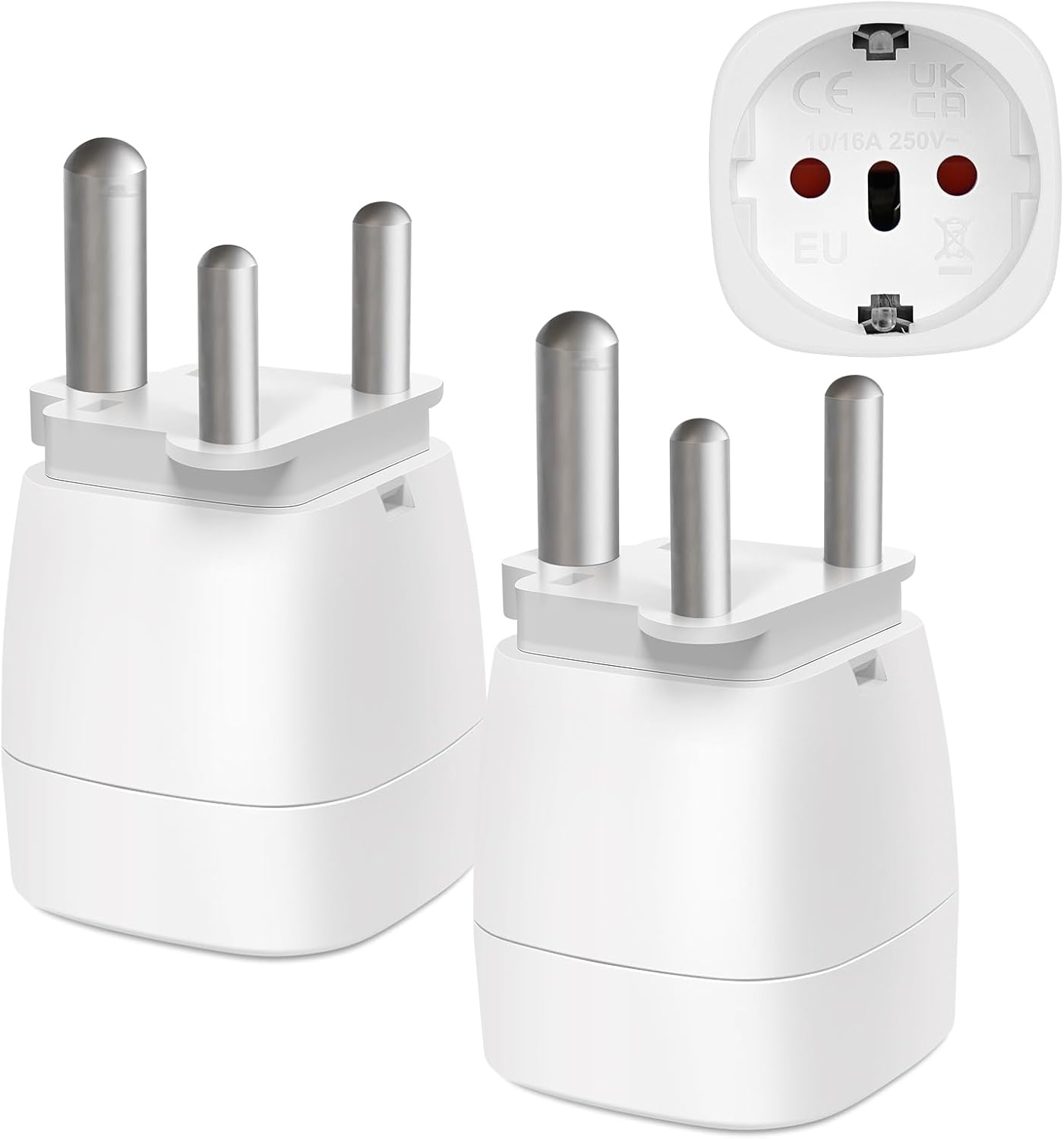 2-teiliges Reiseadapter-set Frankreich Nach Südafrika, 2-poliger Europastecker Auf 3-poligen Typ M, Steckeradapter Für Mosambik, Bhutan, Namibia, Botswana