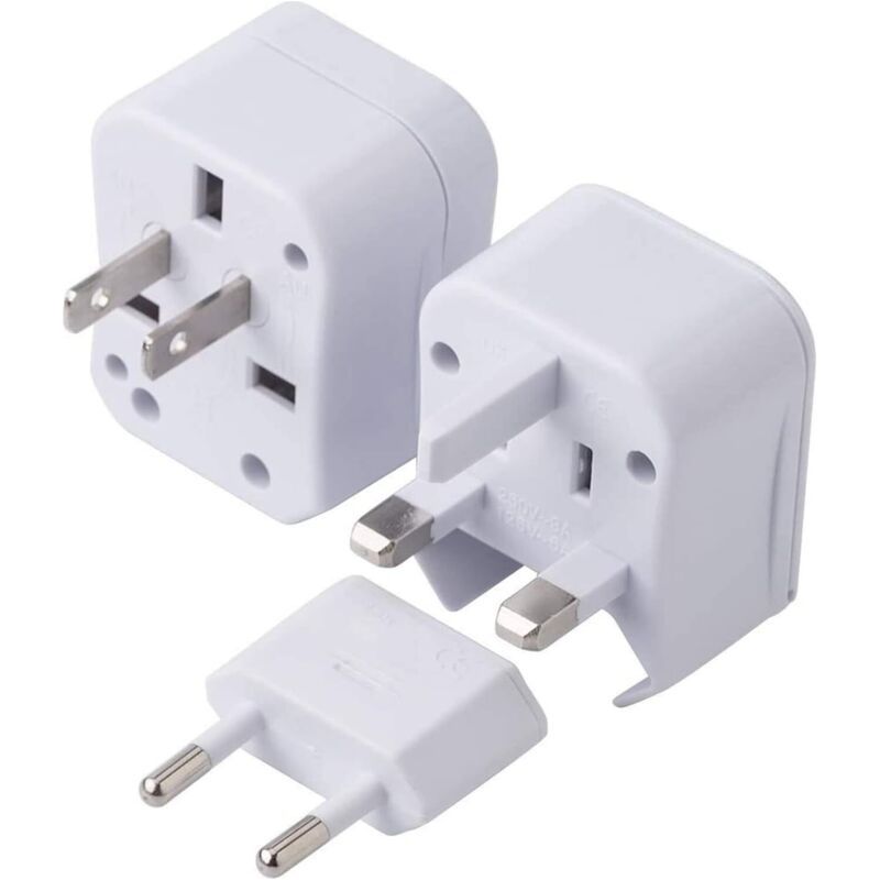 Reiseadapter – Universeller Internationaler Netzsteckeradapter – 3-in-1-stecker – 220 V (weiß)